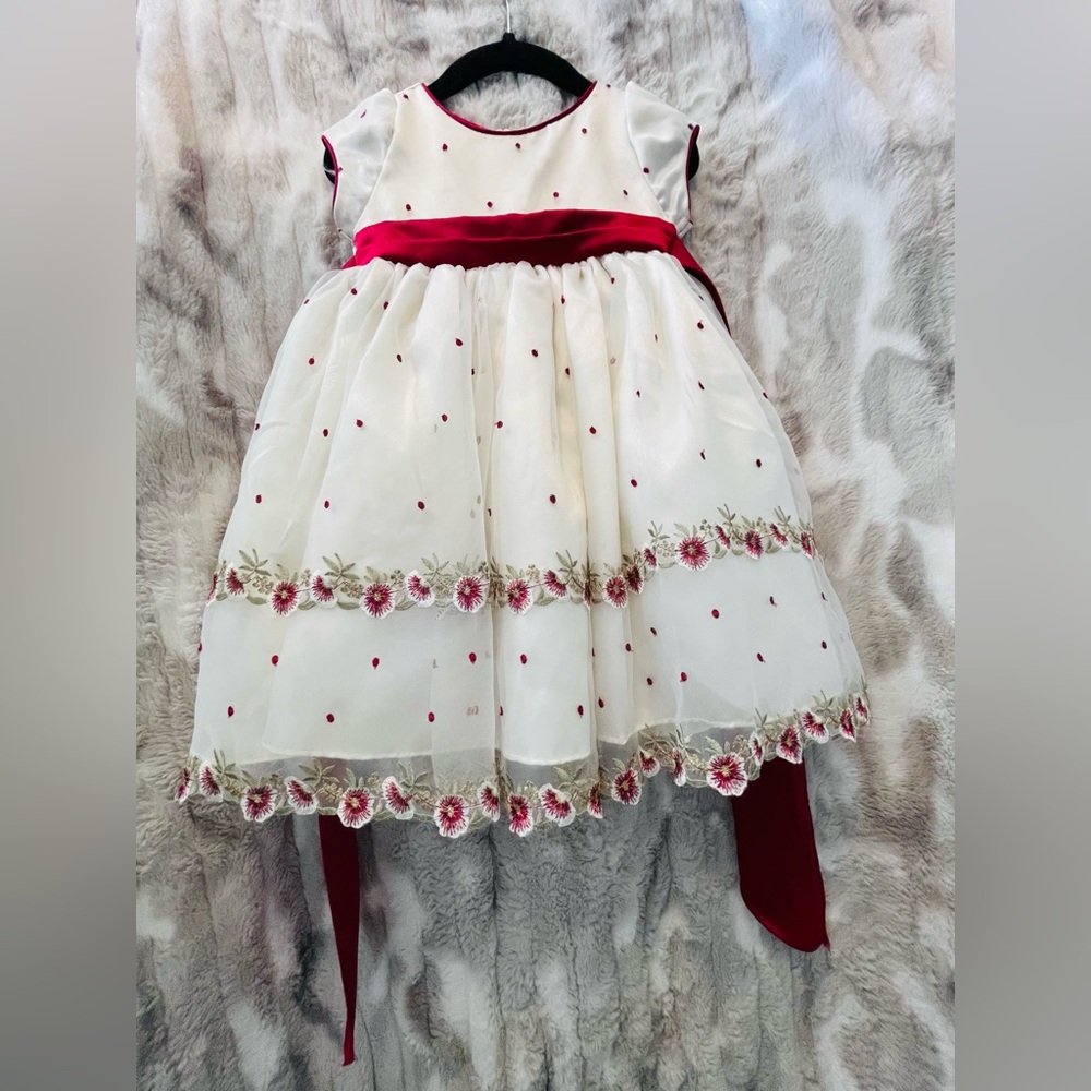 Elegant Kids Dress with Red Accents